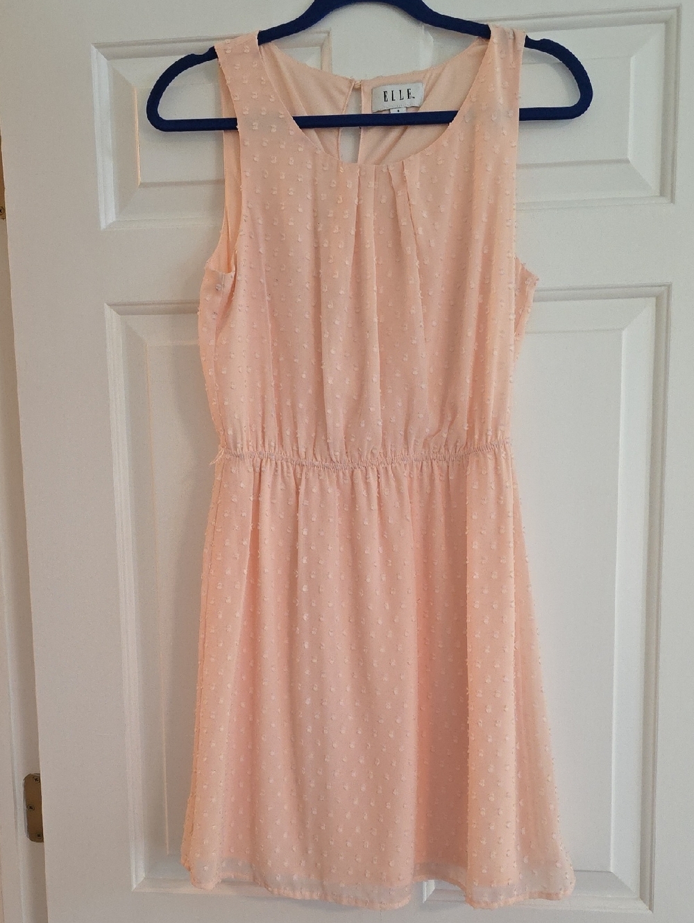 ELLE Peach Dot Chiffon Sleeveless Dress
